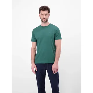 T-Shirt LERROS, Herren, Gr. M, soft teal, Single Jersey, Obermaterial: 100% Baumwolle, bestickt, unifarben, normal hüftbedeckend, Rundhals, Shirts T-Shirt, mit Logo-Stickerei