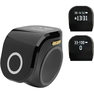 Anbetung Schlagzähler Ring, Tally Clicker für muslimisches islamisches Gebet, OLED-Bildschirm, Zeit und Datum Digitale Anzeige, Vibration Erinnerung Wecker, arenzählen, Runde, Stricken (Schwarz)