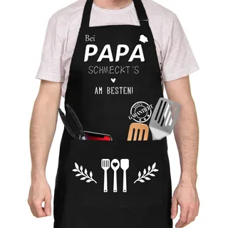 Tarklanda Vatertagsgeschenk Papa Geschenke Schürze Baumwolle Kochschürze für Männer als Geburtstagsgeschenk, Grillgeschenke, Grillschürze Schwarz Geschenk für Papa zum Geburtstag Grillparty Vatertag