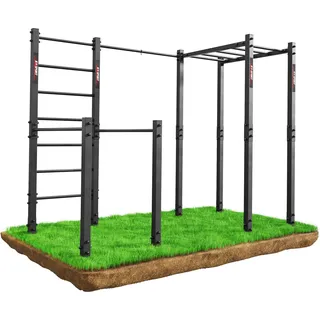K-Sport: Calesthenics Turnstange für den Garten I Reckstange Garten bis 150 kg belastbar I Wetterfeste Kraftstation mit Barren, Sprossenwand, Klimmzugstange & Hangelleiter I Made in EU