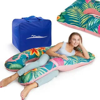 MKS KomfortKissen ORIGINAL - Premium Orthopädisches Kuschelkissen | Körperkissen | Seitenschläferkissen - Für besseren Schlaf und gegen Rückbeschwerden, 100 x 150 cm (Baumwolle (Standard) / Flamingo)
