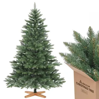 salcar Weihnachtsbaum Künstlich mit Holzständer, PVC Nadeln, Realistischer Christbaum, Hochwertige Dekoration für Innenräume, Einfacher Aufbau