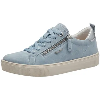 TAMARIS Comfort Damen Sneaker flach mit Reißverschluss Freizeit, Blau (Sky Suede), 37 EU