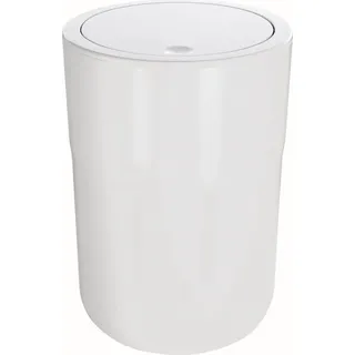 Spirella Design Kosmetikeimer "Cocco" mit Extra Ring für Müllbeutel Treteimer Schwingdeckeleimer Abfallbehälter mit Schwingdeckel 5 Liter (ØxH): 19 x 26 cm Weiß - Weiß