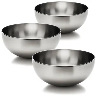 com-four® 3x Salatschüssel Ø 29 cm aus Edelstahl, große Servierschüsseln | robuste 6,5 Liter Schale für Salat - Obst - Snacks & Beilagen - spülmaschinenfest