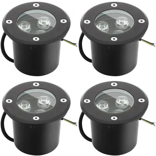 Goodia Bodenstrahler Außen, 4Stk. 3W Bodeneinbaustrahler Aussen 230V AC 280 Lumen IP67 Bodenstrahler LED Bodenbeleuchtung Aussen, Bis zu 1000 kg Belastbar Warmweiß, Rund Schwarz, JKMDD003