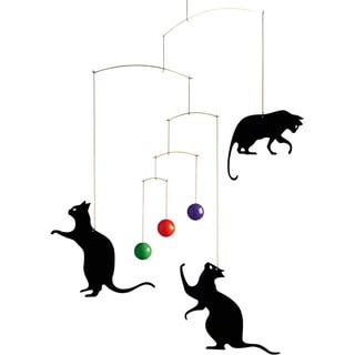 Flensted Mobiles Feline Mobile, Stahl, Mehrfarbig, 50x45 cm