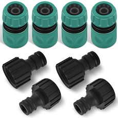 ERKOON 8 Stück Schlauch Kupplung-Satz, 1/2 Zoll Doppelstecker Gartenschlauch Verbindungen & 1 Zoll Wasserhahn Schlauchanschluss Wasserhahn Schlauchanschluss Adapter für Garten und Haus Wasserhahn