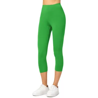Merry Style Leggings Damen 3/4 Capri Leggings Viskose MS10-144 (Grün,M)