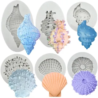 Selecto Bake Meeresthema Fondant-Silikonformen 3D Ozeantiere Kuchen Schokolade Meeresmuschel Muschel Kuchendekorationen Zuckerguss Süßigkeiten Seife Backformen Küchen-Zuckerguss DIY handgemachtes
