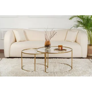 Dmora Couchtisch Ragalna 80x80x43h cm Gold, 2er-Set Tische