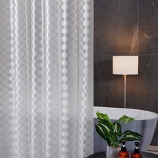 Furlinic 180x200 Duschvorhang aus Eva Badvorhang Anti-schimmel Transparent Vorhänge in Badezimmer für Badewanne Dusche Rechteck mit 12 Duschvorhangringe Saum mit Steinen.