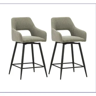 Mid.you Barhocker-Set , Grün , Textil , 51.5x97x54 cm , Sitzfläche 180° drehbar, automatische Rückholfunktion , Esszimmer, Barmöbel, Barhocker