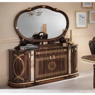 Klassische Anrichte mit Spiegel Kommode xxl Schrank Sideboard Italienische Möbel - Braun