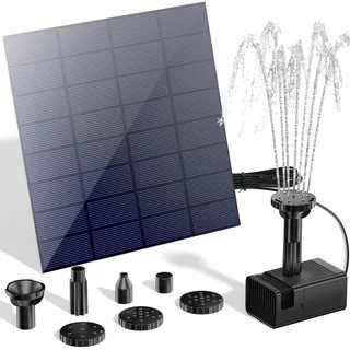 Biling Teichpumpe Solar Springbrunnen für Außen, 2.5W Solarpumpe für Brunnen Miniteich mit Filter, Solarbrunnen für Draussen Garten 6 Düsen Solar Brunnenpumpen für Kolibribad, Teich, Pool, Aquarium