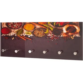 Wandgarderobe , Braun, Grün, Multicolor, Rot, Schwarz, Edelstahlfarben, Currygelb , Glas , Küche , 70x30x5 cm , Garderobe, Garderobenpaneele, Wandgarderobe