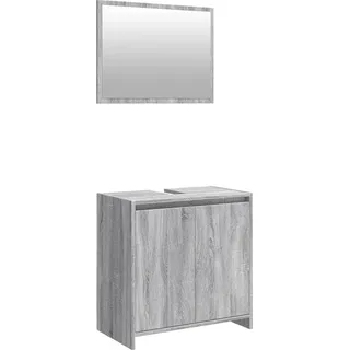 vidaXL 2-tlg. Badmöbel-Set Grau Sonoma Holzwerkstoff - Grau