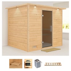 Bild von Sauna »Soraja«, (Set), 9-kW-Ofen mit integrierter Steuerung, beige