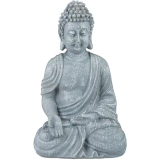 Relaxdays Buddha Figur sitzend 30 cm Hellgrau