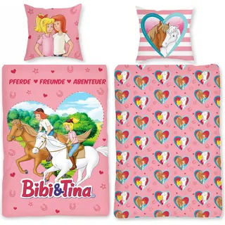 Bibi und Tina Herz Bettwäsche Linon / Renforcé - Rosa