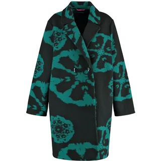 Samoon Damen Flauschiger Kurzmantel Langarm Gemustert Black Gemustert 46