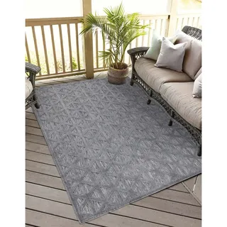 Carpet City Outdoorteppich Santorini 446, 3D-Effekt, Geo-Muster", rechteckig 5 mm Höhe Wetterfest & UV-beständig für Terrasse, Balkon, Küche, Flur,