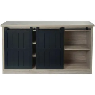 MCW Sideboard 150 x 84 x 40 cm Schwarz / Buchefarben
