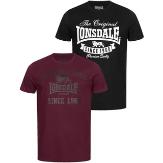 Lonsdale T-Shirt "SUSSEX-TORBAY" Packung, 2er-Pack, 2 Stk. Unifarbenes Design, mit Logodruck, aus Baumwolle, Kurzarm, schwarz, rot