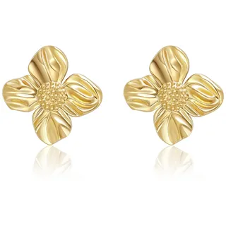 GILIEYER Blumen Ohrringe, Damen Große Gold Blumenohrringe Metall Blumenstecker Statement Ohrringe Schmuck für Damen (Stil 1, Gold)