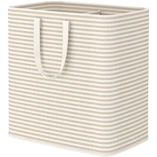 Lifewit 105L Wäschekorb mit 2 Fächern und Griffen, Beige | Faltbare Wäschebox und Wäschesortierer mit verstärkten Tragegriffen für Schlafzimmer, Badezimmer und Waschküche