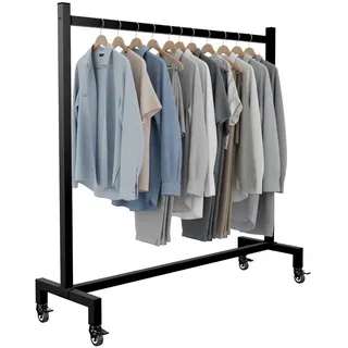 CLP Kleiderständer 120x38x120-schwarz-Edelstahl , Schwarz , Metall , 120x120x38 cm , Garderobe, Garderobenständer