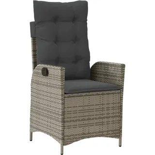 vidaXL Gartensessel Verstellbar mit Kissen Grau Poly Rattan - Grau