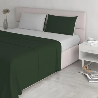 Italian Bed Linen Bettwäsche-Set naturfarben, Olivgrün/Hellgrau, für Doppelbett