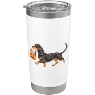 Black and Tan Dackel Halloween Süßes oder Saures Doppelwandiger Edelstahl-Thermobecher