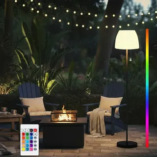 Outdoor Stehlampe Solar LED Lapme Kabellose Stehleuchte Lichtsensor Aufladbar RGB Gartenatmosphärenlicht für Terrassen Balkon Party Deko