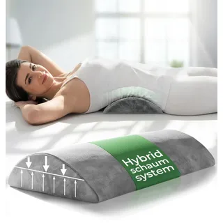 WELL B4 Ergonomisches Lendenwirbelkissen für Bett & Sofa - Lendenkissen zur Rückenstütze im Liegen - Lordosekissen für die Lendenwirbelsäule - Rücken Lendenstützkissen, Lumbar Support Pillow - GRAU