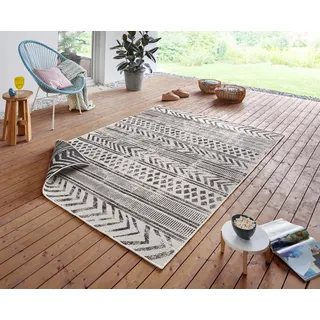HANSE Home Teppich "BIRI Wendeteppich" rechteckig 5 mm Höhe In-& Outdoor, Wetterfest, Balkon, Läufer, Wohnzimmer, Wasserfest, Boho, schwarz, creme