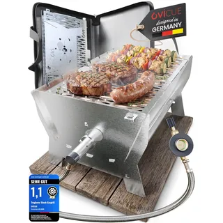ovicue Mobiler Steck-Gasgrill Silber