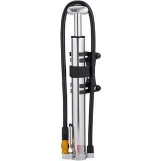 Lezyne Minipumpe CNC Micro Floor Drive Pumpe, silber, Fahrradpumpe, 90 PSI