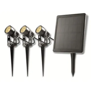 SIMON LED Solarstrahler, IP65, 3000K, 5W, 70lm pro Leuchte, 3 ́er Set, 3 x 1W - Schwarz