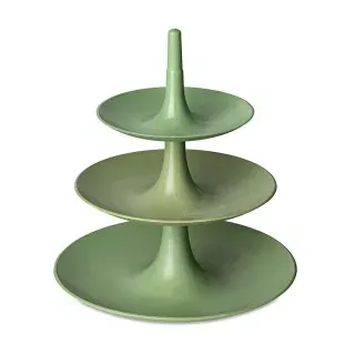 Koziol Etagere BABELL L, 3-stöckig, Stilvolle Servierplatten für Snacks oder auch Obst, Farbe: grün