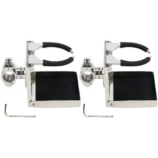 FreeTec 2tlg Edelstahl montiert verstellbare klappbare Getränkehalter Dosenhalter Flaschenhalter Becherhalter Marine/Boot/Wohnwagen/Auto 55 bis 75 mm vertikale oder horizontale Schiene