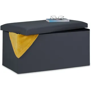 Relaxdays Sitzbank Kunstleder 37,5 x 76,5 x 38,5 cm Dunkelgrau