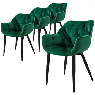 ML-Design Esszimmerstuhl Samt Dunkelgrün 4er Set