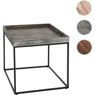 Beistelltisch HWC-K71, Kaffeetisch Couchtisch Tisch, Paulownia-Holz Metall 60x60x60cm ~ dunkelgrau