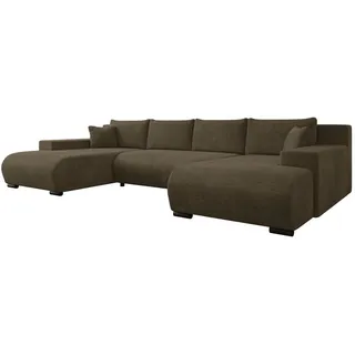 Mirjan24 Eckcouch U-Form 6-Sitzer Kunststoff Metall Braun