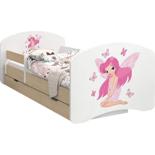 BDW Kinderbett, Doppelseitiges mit Schublade, Prinzessin mit Schmetterlingen, 180/90