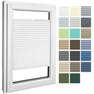Home-Vision Premium Plissee zum Anschrauben Weiß B50cm x H80cm | Blickdichtes Fensterrollo mit Halterungen zum Bohren in der Glasleiste Sonnenschutz Jalousie für Fenster & Türen