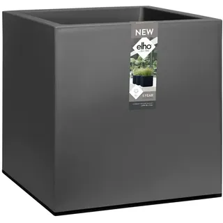 Elho Vivo Matt Finish Square Rollen 40 - Übertopf - Lebhaft Schwarz - Drinnen & Draußen - L 39 x W 39 x H 41 cm