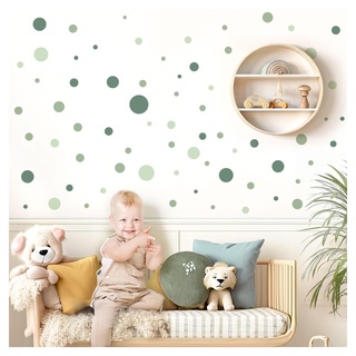 Little Deco 120 Punkte Wandsticker für Kinderzimmer Wandtattoo grün Kreise Babyzimmer Wandaufkleber Dots Wanddeko DL5002-02